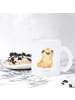 Mr. & Mrs. Panda Glas Tasse Mops Krone ohne Spruch in Transparent
