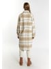 DreiMaster Vintage Damen Hemdjacke Mit Karomuster in Karo Beige Wollweiss