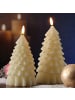 MARELIDA 2er Set LED Kerze Tannenbaum flackernd Echtwachs 2 Größen in creme