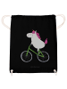 Mr. & Mrs. Panda Sportbeutel Einhorn Radfahrer ohne Spruch in Schwarz