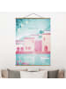 WALLART Stoffbild mit Posterleisten - Reiseposter - Spanien in Rosa