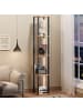 ABRIHOME Standregal in Natur Schwarz 26x26x165 cm mit LED 4 Ebenen