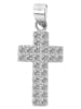 Adeliás Damen Anhänger Kreuz aus 925 Silber mit Zirkonia in weiß