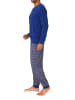 NORMANN langarm Schlafanzug Pyjama Bündchen und karierter Jersey Hose - 83178 in blau