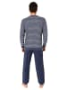 NORMANN Frottee Schlafanzug lang Pyjama RingelMuster - 82342 in blau