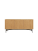 SalesFever Sideboard 160 cm mit Stauraum - Eiche Echtholzfurnier & Metallgestell in Schwarz