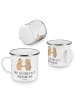 Mr. & Mrs. Panda Camping Emaille Tasse Braut Tag mit Spruch in Weiß