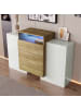 ABRIHOME LED Sideboard in Hochglanzweiß mit RGB Beleuchtung 140x30 cm und Holzoptik