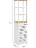 SoBuy Badezimmer-Hochschrank in Weiß und Natur - (B)40 x (H)160 x (T)40cm