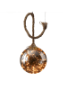 MARELIDA LED Glaskugel mit Juteseil beleuchtet mit Timer D: 20cm in grau
