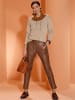 creation L Rollkragenpullover in champagner-cognac-gemustert