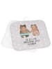Mr. & Mrs. Panda Topflappen Bär Freundin mit Spruch in Grau Pastell