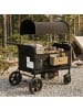 ABRIHOME Kinderwagen in Schwarz faltbar für 2 Kinder mit Sonnendach Sicherheitsgurt