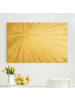 WALLART Leinwandbild Gold - Palmenblatt Silhouette auf Leinen in Creme-Beige