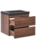 Beliani 2-tlg Badezimmerschrank mit Spiegel CARDIEL in Braun/Schwarz