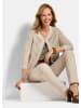 GOLDNER Kurzgröße:  Elegante Strickjacke mit Rippenblende in beige