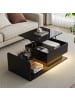 ABRIHOME Couchtisch Beistelltisch mit Glas und LED, Schwarz