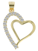 Adeliás Damen Anhänger – Herz Herzanhänger aus 925 Silber mit Zirkonia in gold