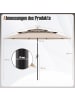 COSTWAY 300 cm Sonnenschirm mit LED in Beige