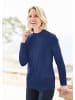 GOLDNER Kurzgröße:  Strickpullover Stehkragenpullover im Zopfstrick in dunkelblau