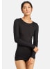 Hanro Unterhemd / Shirt Langarm Ultralight in Schwarz / weiß