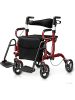 COSTWAY Rollator faltbar und leicht mit Sitz in Rot