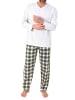 NORMANN Schlafanzug langarm mit karierter Jersey Hose in grau-mel.