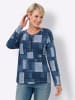 Sieh an! Langarmshirt in eisblau-jeansblau-bedruckt