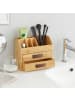 relaxdays Schreibtisch Organizer in Natur/Weiß - (B)24 x (H)19 x (T)14 cm