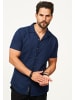 behype Kurzarmhemd - aus Leinen Sommerhemd im Regular-Fit in Navy