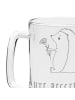 Mr. & Mrs. Panda Gravur Bierkrug Igel Blumen mit Spruch in Transparent