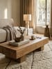 KADIMA DESIGN Couchtisch Massivholz, 120 cm, Landhaus, handgefertigt in Beige