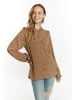 DreiMaster Vintage Damen Langarmbluse in Dunkelkamel Beige