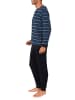 NORMANN Langarm Schlafanzug Frottee Bündchen in blau