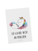Mr. & Mrs. Panda Postkarte Einhorn Wolke 7 mit Spruch in Weiß