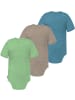 Normani Outdoor Sports 3er Set Baby Merino Body Kurzarm Tauranga in Blau/Beige/Grün