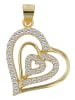 Adeliás Damen Anhänger – Herzanhänger aus 925 Silber mit Zirkonia in gold