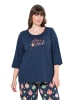 Ulla Popken Pyjama-Shirt in navy blau