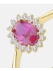 Vanlere Cluster-Ring aus 375 Gelbgold mit Zirkonia mit Rubin