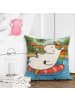 Mr. & Mrs. Panda Kissen 40x40 Einhorn Blümchentail Design ohne Spruch in Weiß