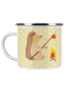 Mr. & Mrs. Panda Camping Emaille Tasse Igel Grillen ohne Spruch in Gelb Pastell