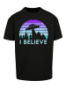 F4NT4STIC Oversize T-Shirt I BELIEVE UFO Alien Raumschiff Retro in schwarz