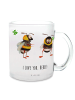 Mr. & Mrs. Panda Glas Bienen Paar mit Spruch in Transparent