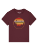 wat? Apparel T-Shirt Sunset Berge & Tannen in Weinrot