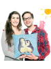 Mr. & Mrs. Panda Kissen Pinguin umarmen ohne Spruch in Eisblau