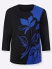 WITT WEIDEN Rundhals-Shirt in schwarz-royalblau-bedruckt