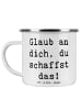 Mr. & Mrs. Panda Metalltasse Spruch Schulanfang Glaube mit Spruch in Weiß