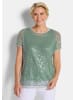 GOLDNER Paillettenbluse Schlupfbluse in schimmerndem Design in salbei