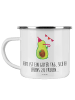 Mr. & Mrs. Panda Camping Emaille Tasse Avocado Party mit Spruch in Weiß