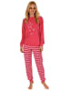 NORMANN Frottee langarm Schlafanzug Pyjama Streifen - 80675 in pink